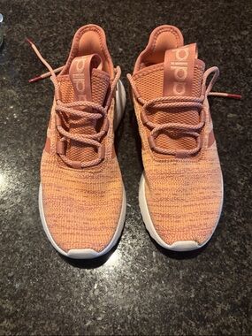 adidas  Peach Knit Lace-Up Sneakers with White Sole